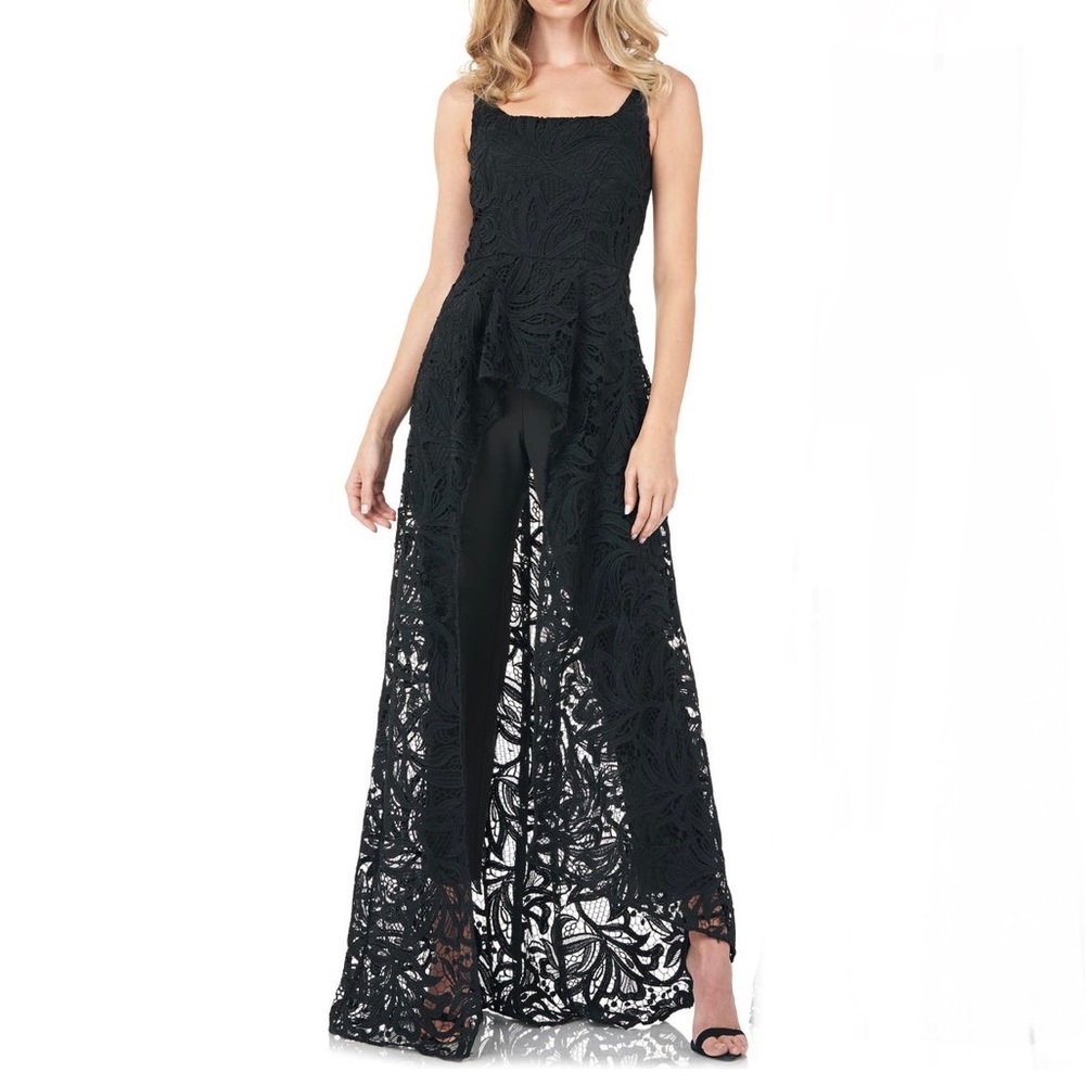 KAY UNGER Black Lace Maxi Romper NEW Size 6 Jumpsuit